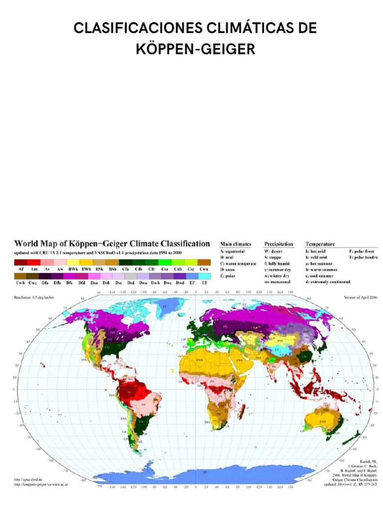 Clasificaciones Climáticas de Köppen-Geiger | PDF