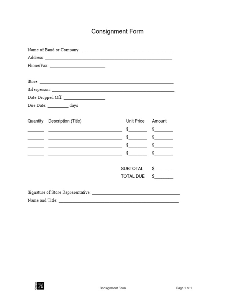 Consignment Form: Quantity Description (Title) Unit Price Amount | PDF