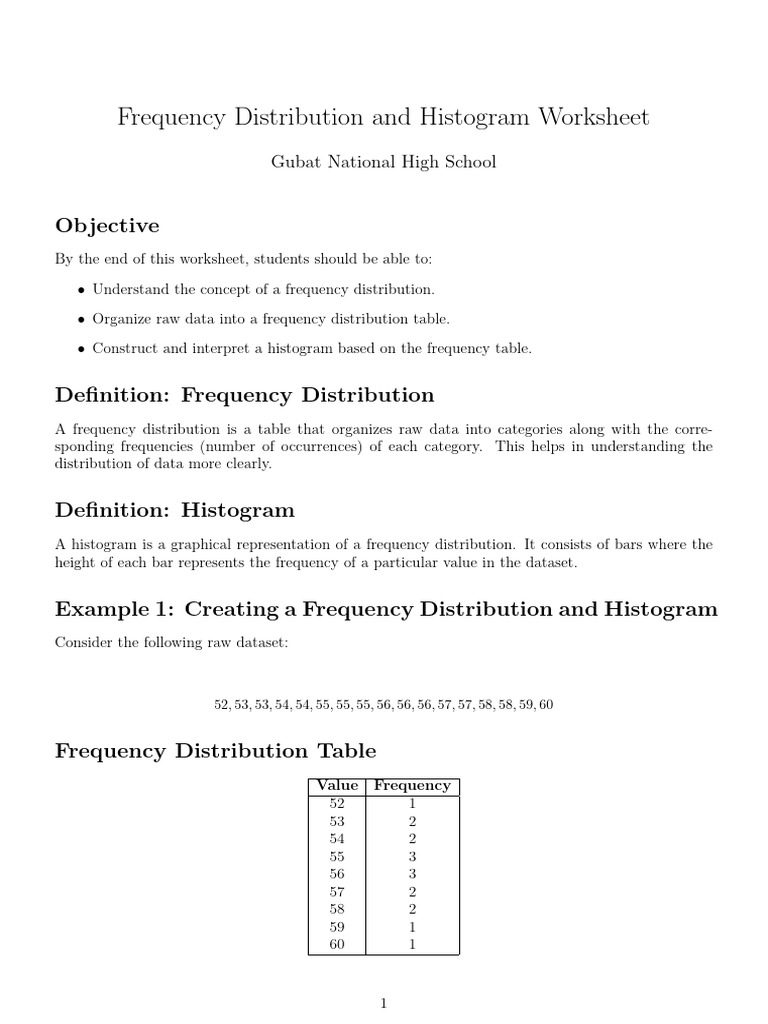Frequency Distribution & Histogram Guide | PDF | Histogram | Cognitive ...