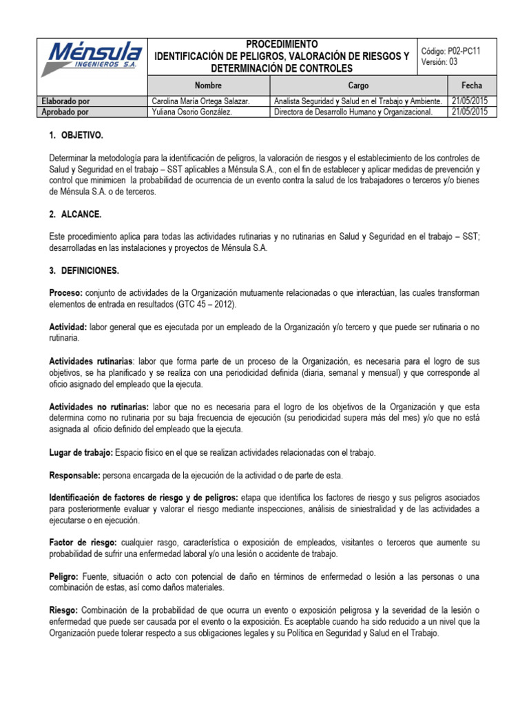 Identificación y Control de Riesgos SST | PDF | Riesgo