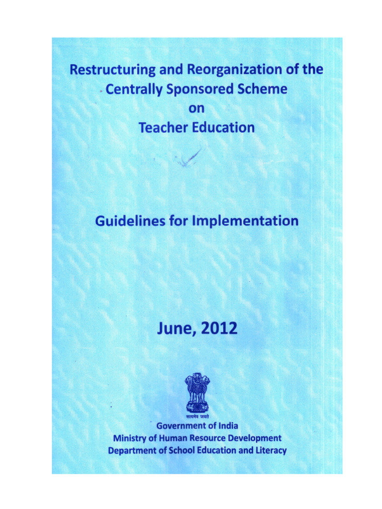 Teacher Education Scheme Guidelines | PDF | Teachers | Teacher Education