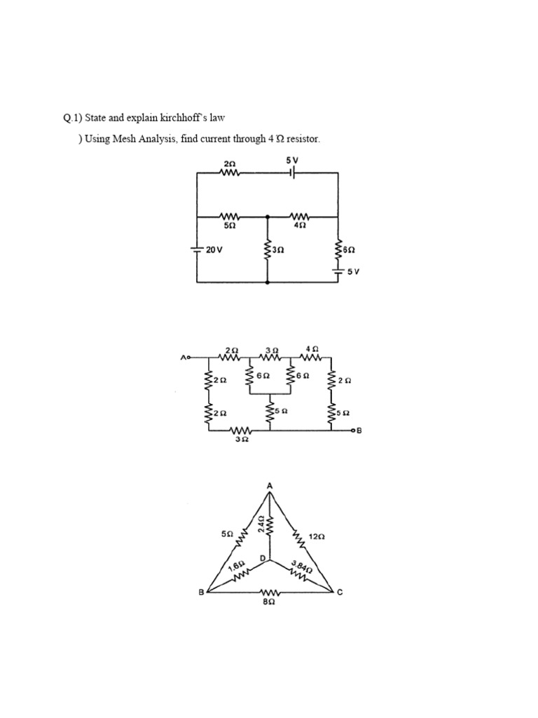 Circuit Analysis and Theorems Question Bank | PDF