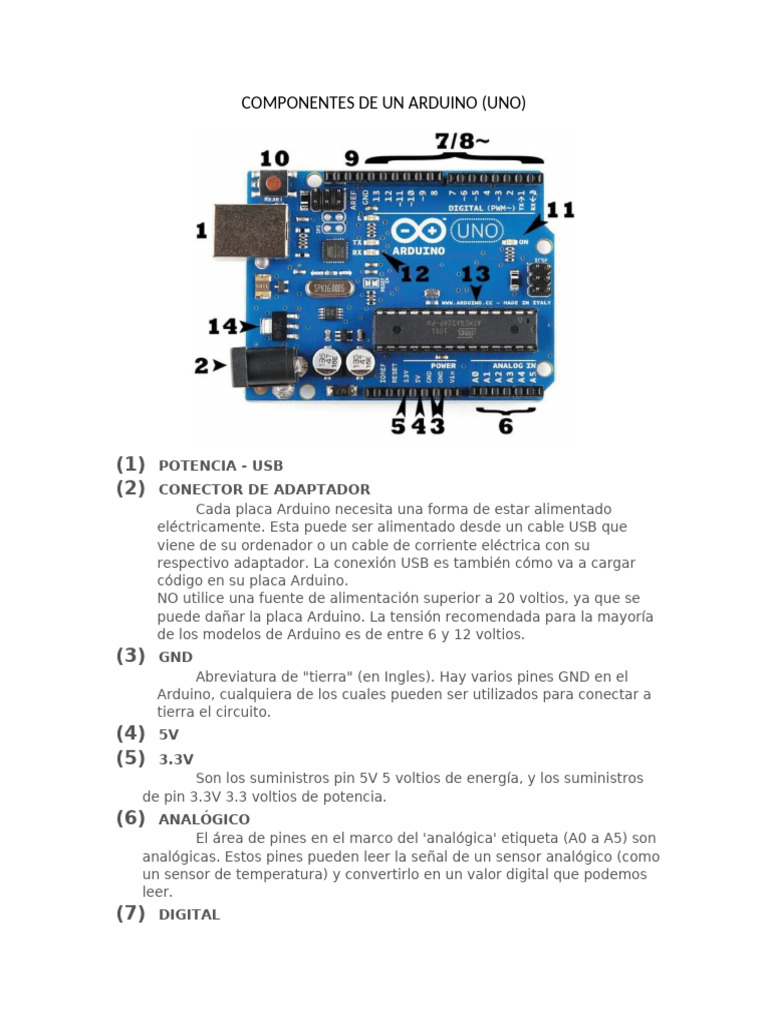 Componentes del Arduino UNO | PDF | Arduino | Tecnología de información ...