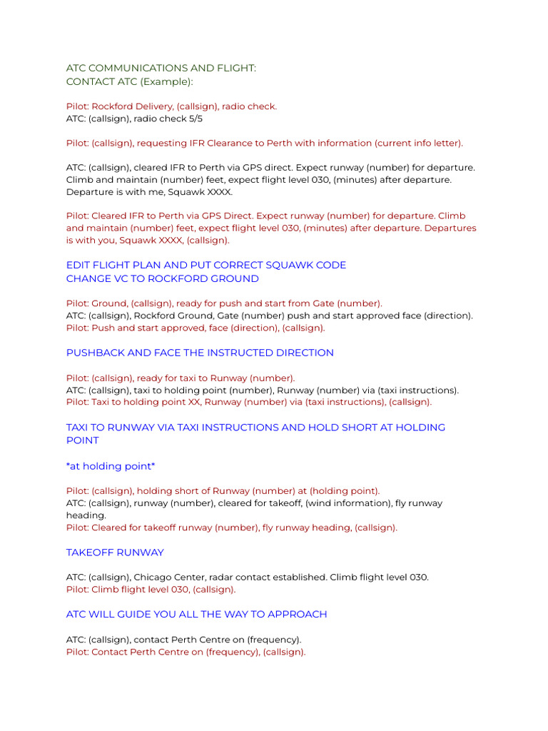 ATC Communication Examples and Scripts | PDF | Air Traffic Control ...