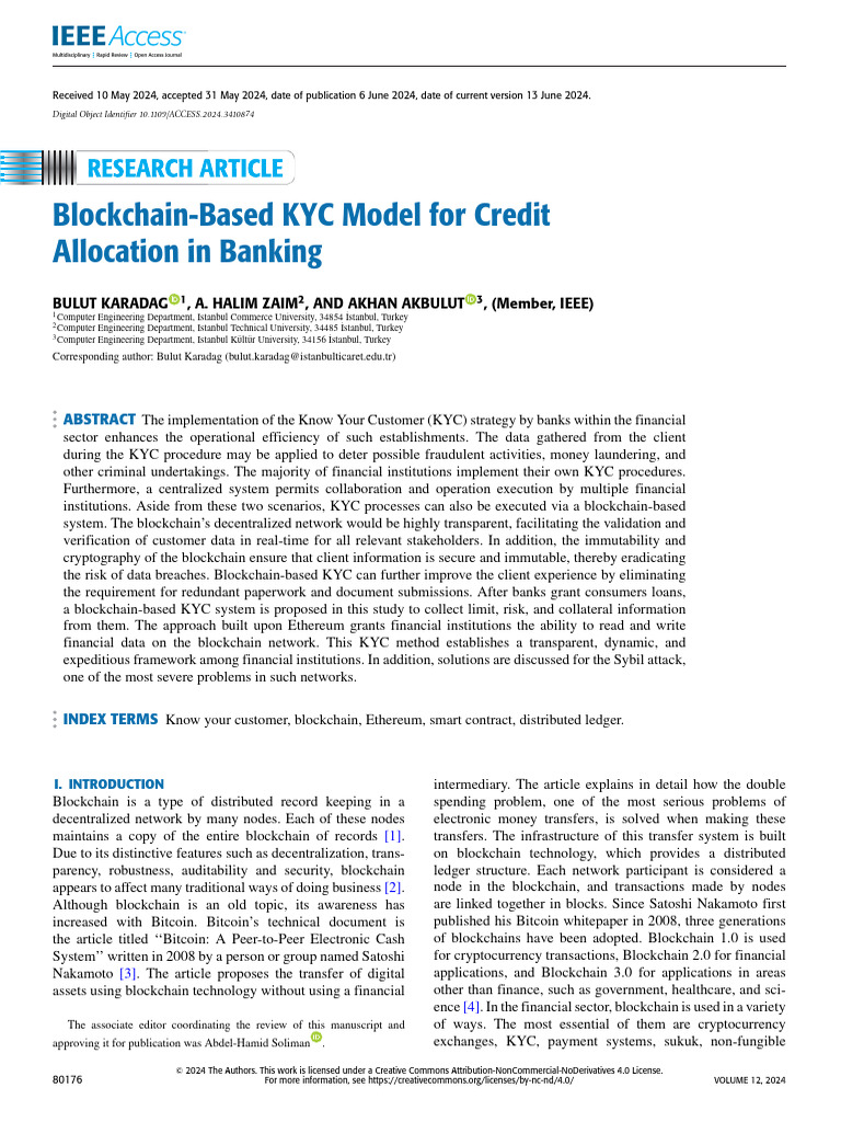 Blockchain KYC Model for Banking Efficiency | PDF | Cryptocurrency | Credit