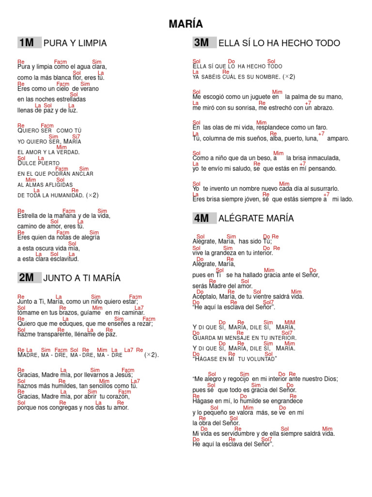 Canciones a la Virgen María | PDF | María, madre de Jesús | Oración