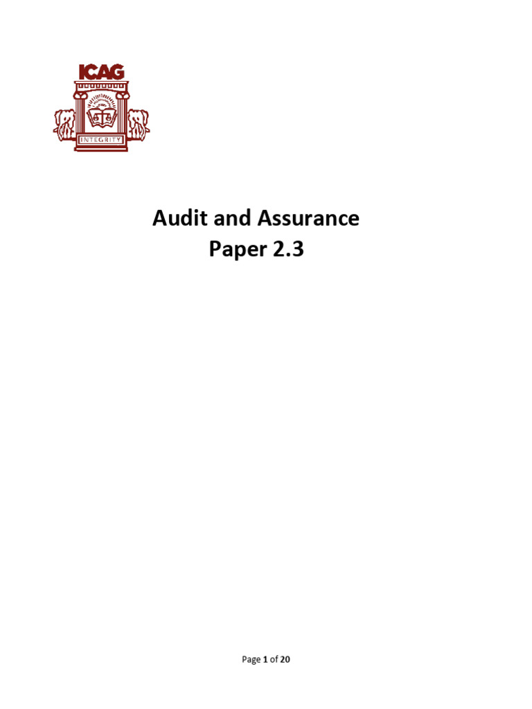 Audit and Assurance Mock Exam 2024-2029 | PDF | Audit | Financial Audit