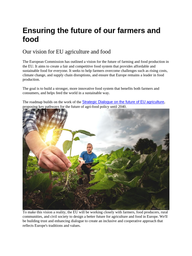 Future of EU Agriculture and Food Vision | PDF | Agriculture | European ...