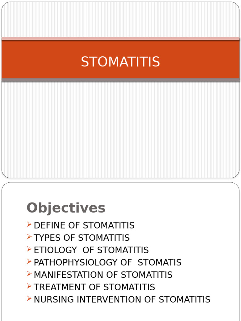 Understanding Stomatitis: Types & Treatment | PDF | Oral Hygiene | Medicine