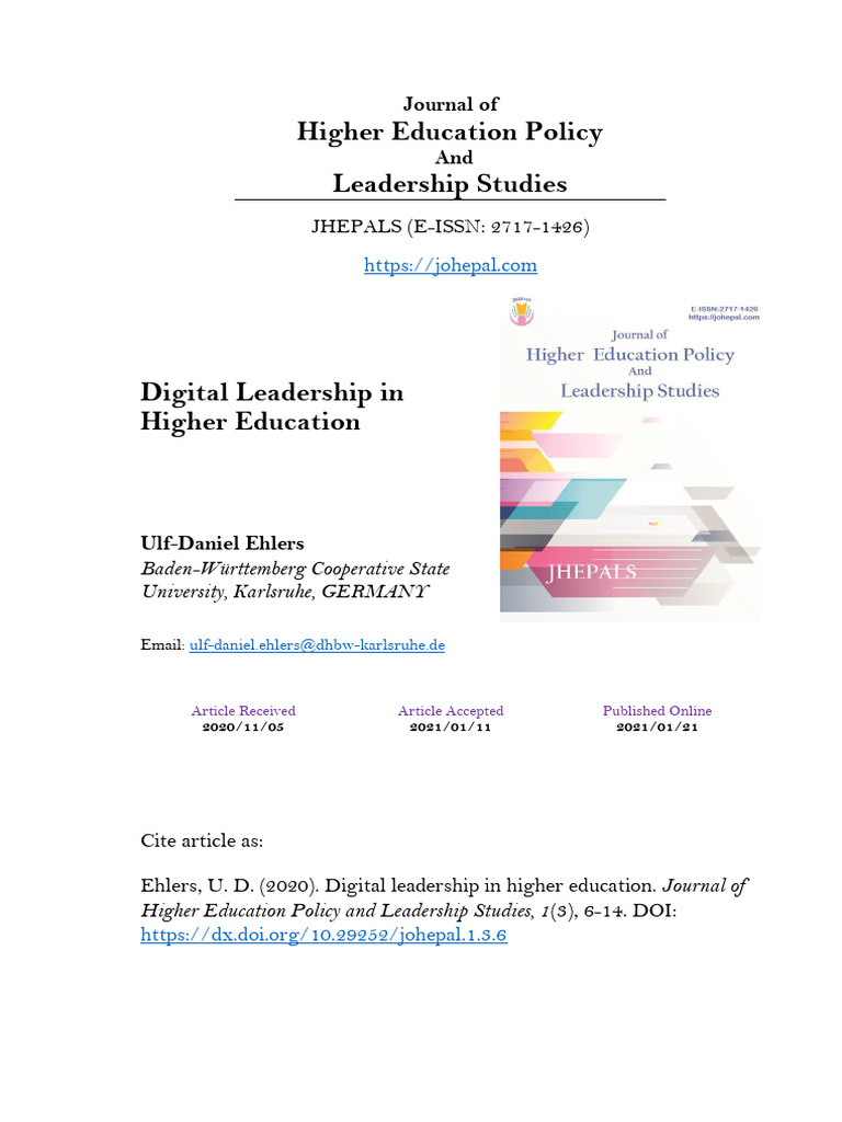 Digital Leadership in Higher Education | PDF | Leadership ...