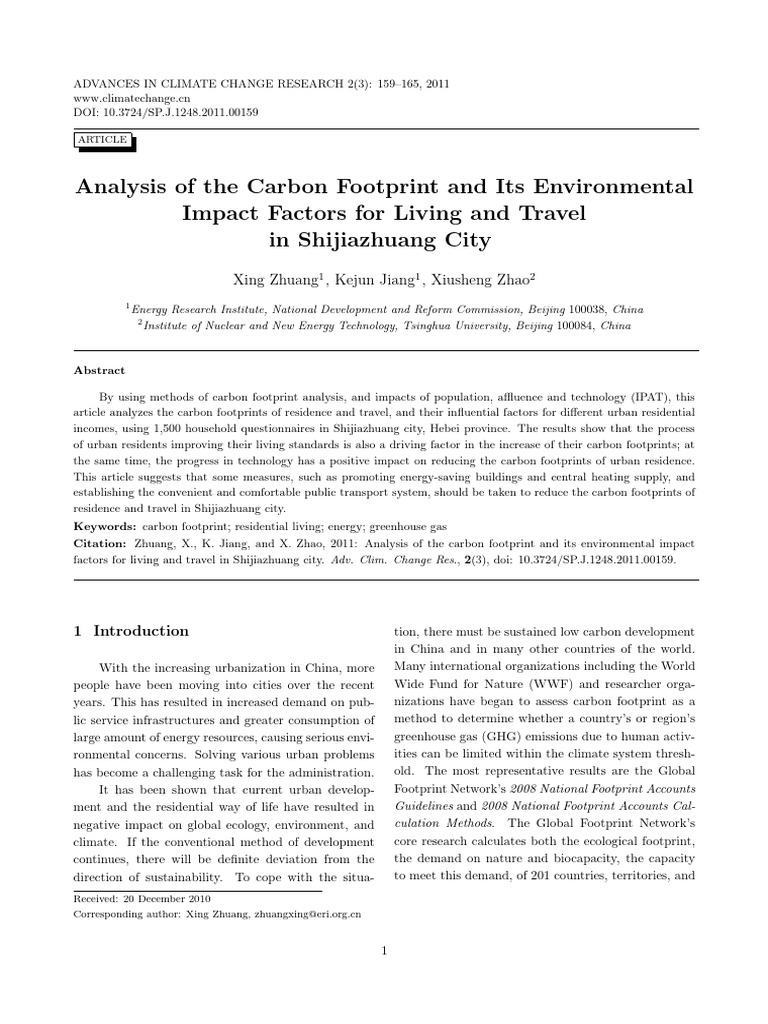 Carbon Footprint Analysis in Shijiazhuang | PDF | Carbon Footprint ...