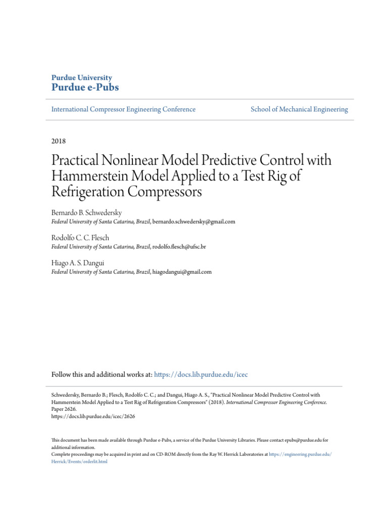 Practical Nonlinear Model Predictive Control With Hammerstein Mod | PDF ...