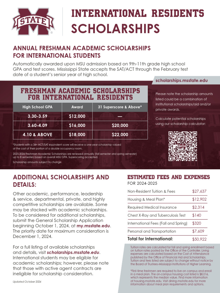 International Freshman Scholarships 2024 | PDF | Sat | Student ...