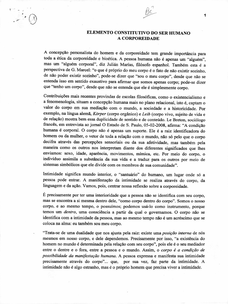 A Corporeidade | PDF | Corpo humano | Humano