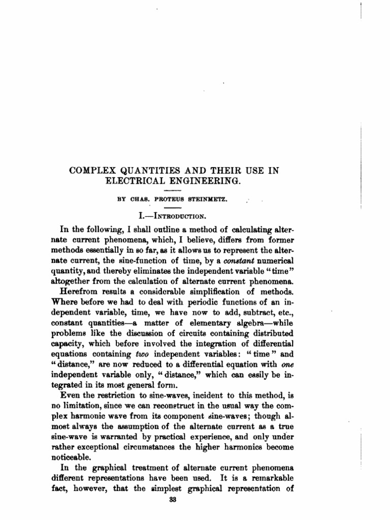 Complex Quantities and Their Use in Electrical Engineering | PDF