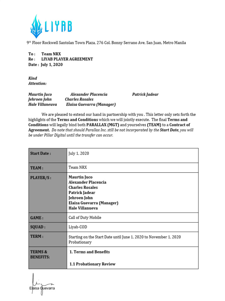 Liyab-COD-Team-Agreementv4 Signed Finals | PDF | Justice | Crime & Violence