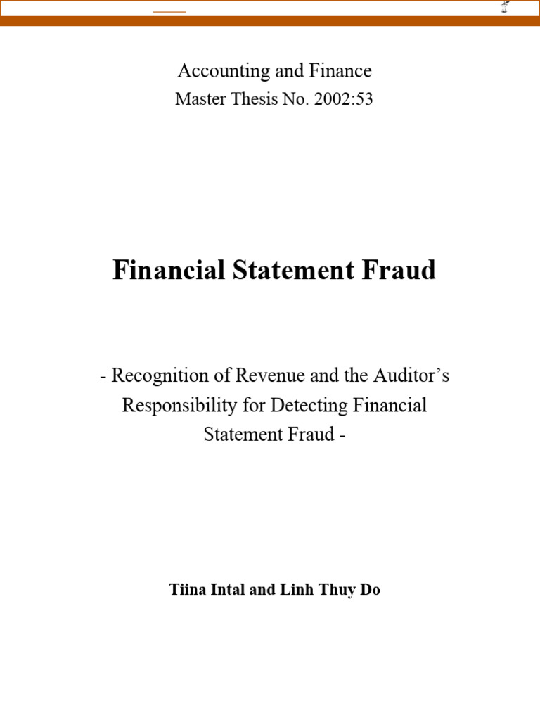 Financial Statement Fraud: Accounting and Finance | PDF | Audit ...