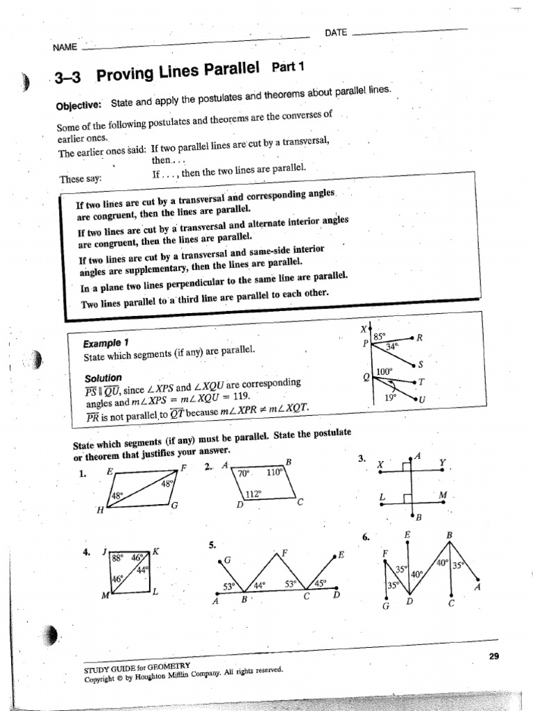 Geo WS 3.3 Pt1 Parallel Lines | PDF