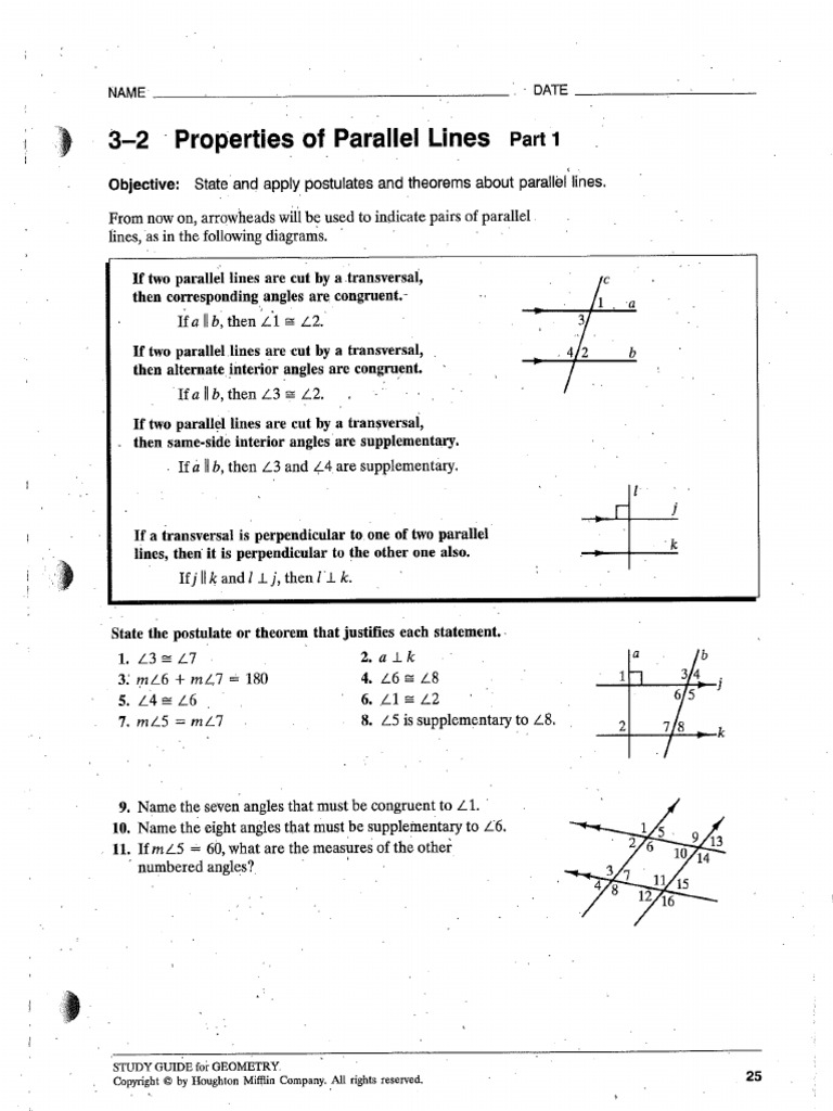 Geo WS 3.2 Pt1 Parallel Lines | PDF