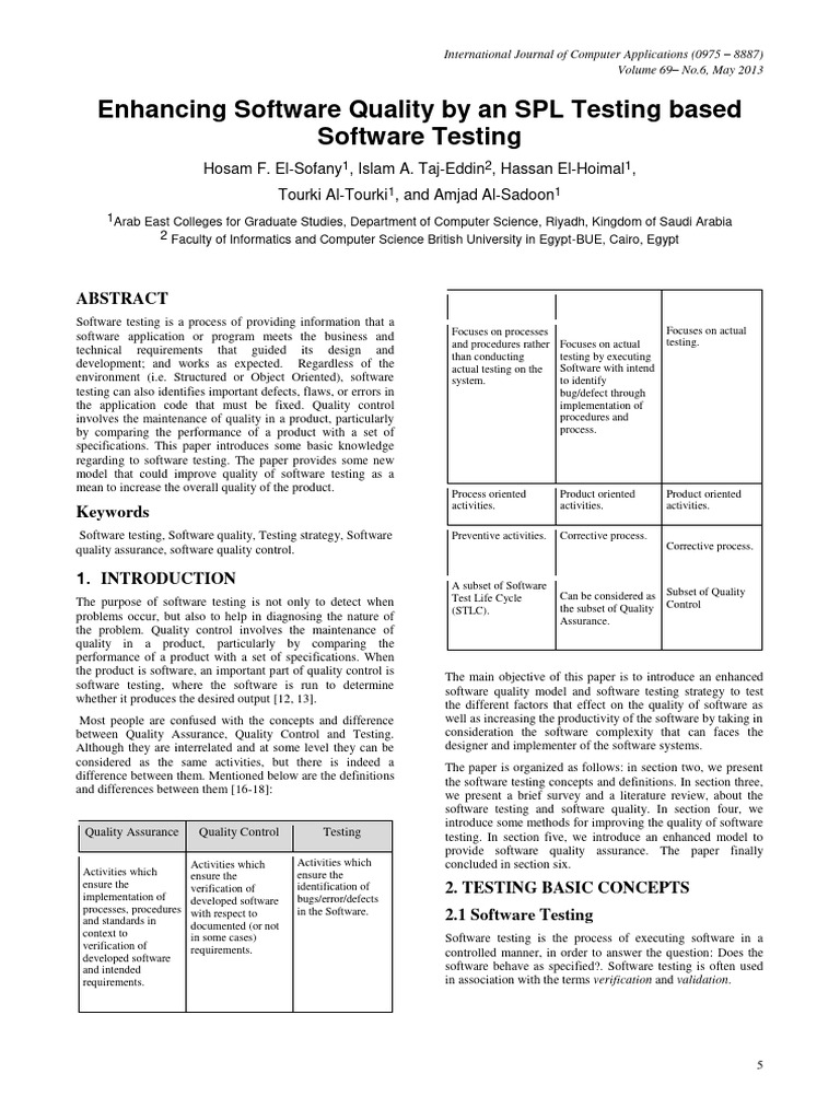 Enhancing Software Quality by An SPL Tes | PDF | Software Testing ...