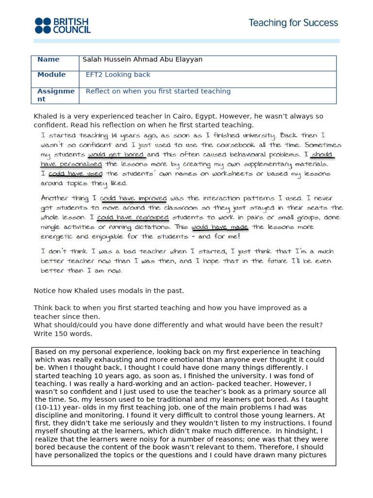 Reflecting on Early Teaching Challenges | PDF | Teachers | Learning