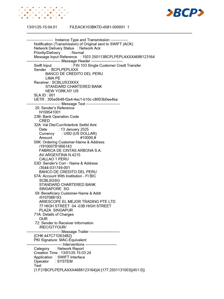 MensajeSWIFTMT103 (008) - 2 | PDF
