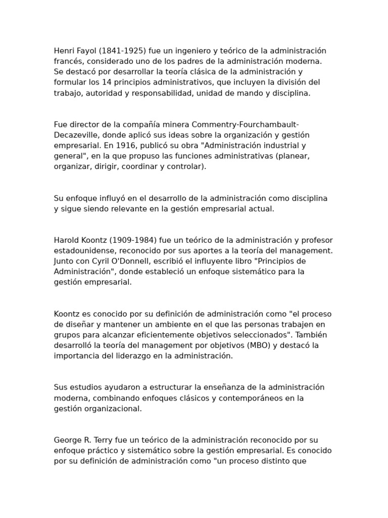 Teóricos clave en administración moderna | PDF | Comportamiento ...