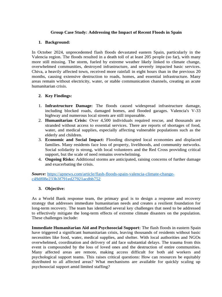 Group Case Study - Spain Floods | PDF | Flood | Humanitarian Crisis