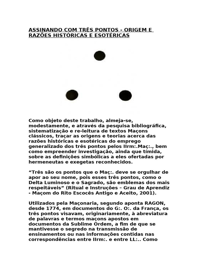 Simbolismo dos Três Pontos Maçônicos | PDF | Maçonaria | Loja Maçônica