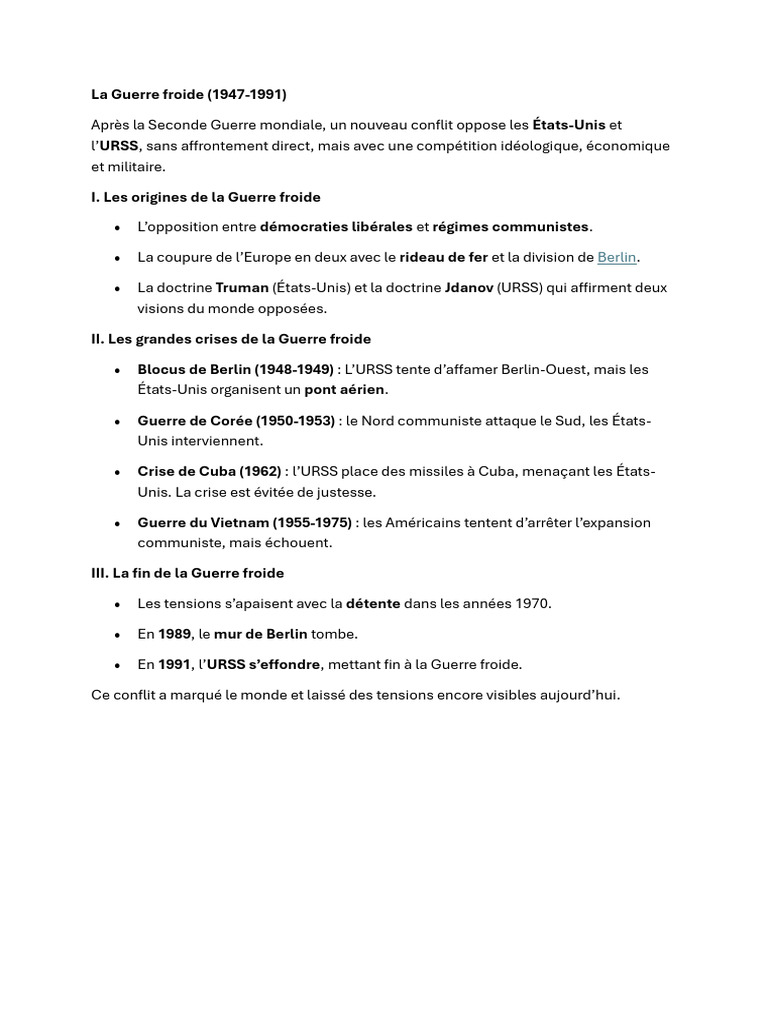 Origines et enjeux de la Guerre froide | PDF