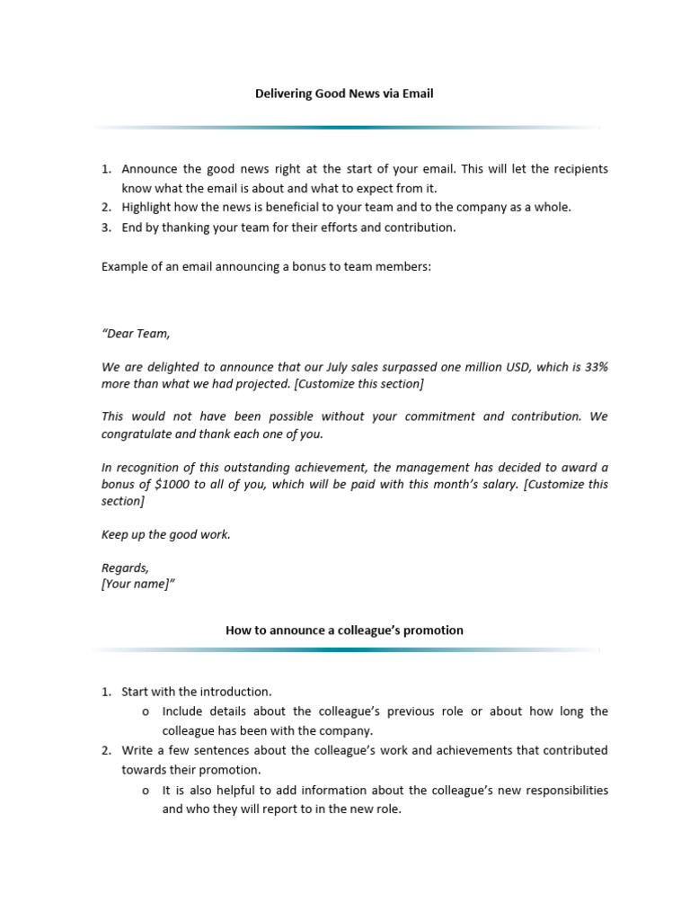 Effective Email Good News Announcements | PDF