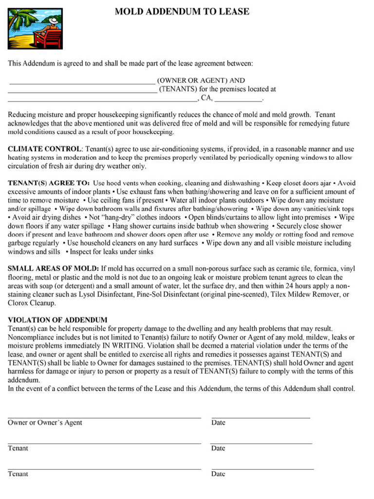 61f89724ccd1ec0b31ce926b - Mold Addendum To Lease 1 | PDF