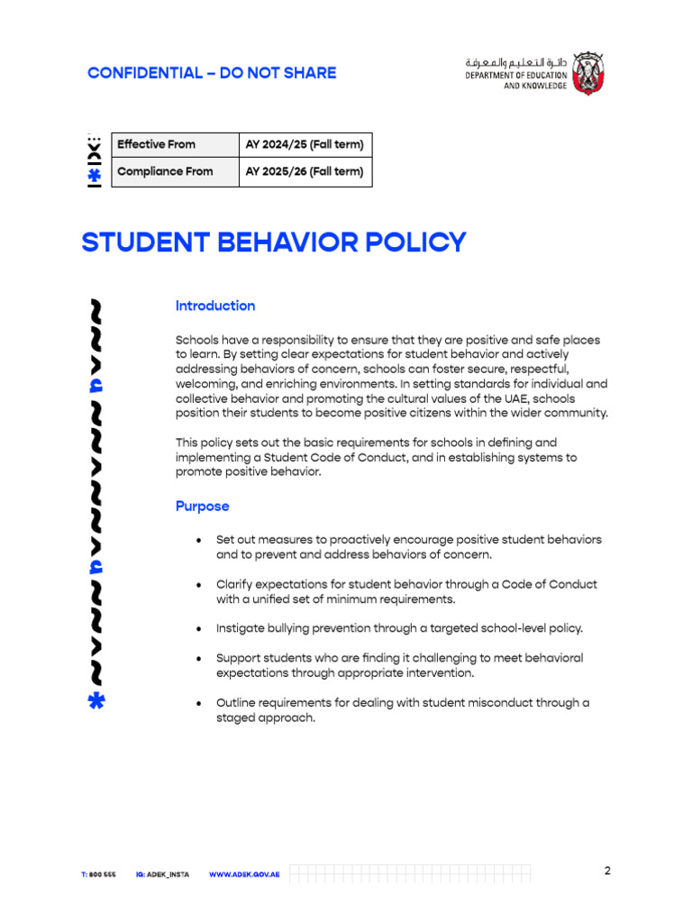 Student Behavior Policy Overview 2024 | PDF | Bullying | Cyberbullying