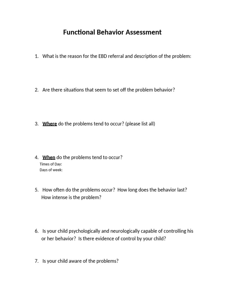 Functional Behavior Assessment Guide | PDF
