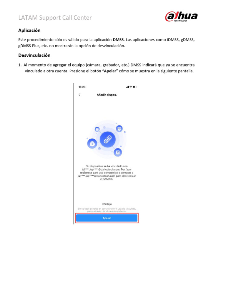 Desvinculación de DVR Dahua en DMSS | PDF