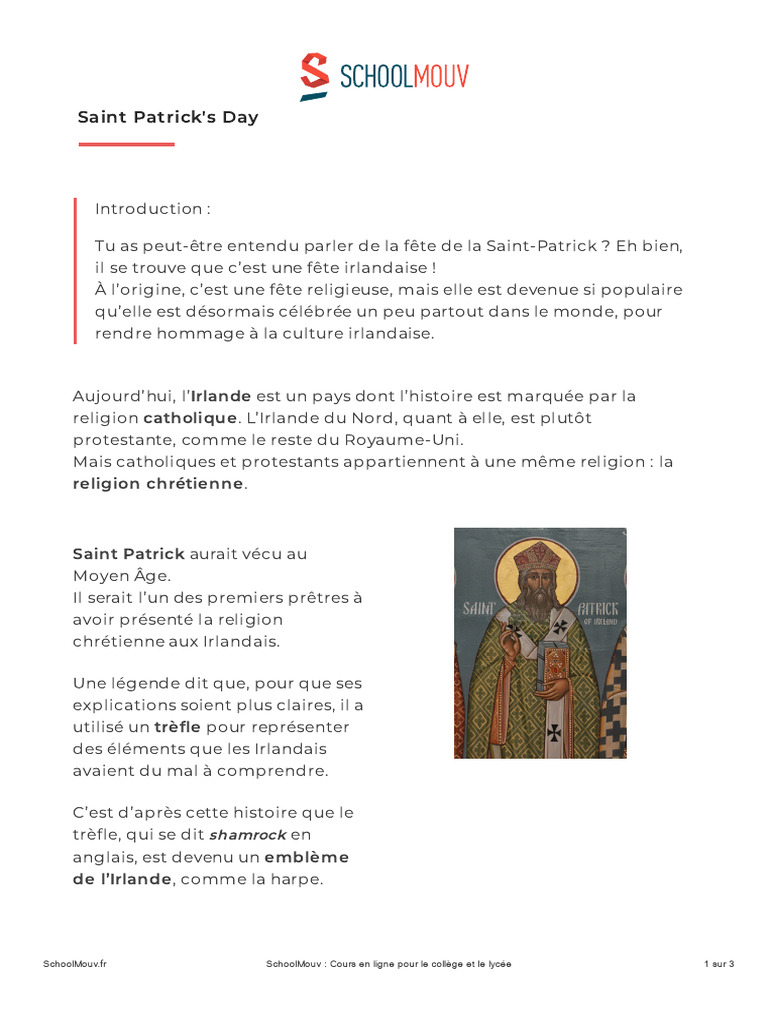 Fête de la Saint-Patrick en Irlande | PDF