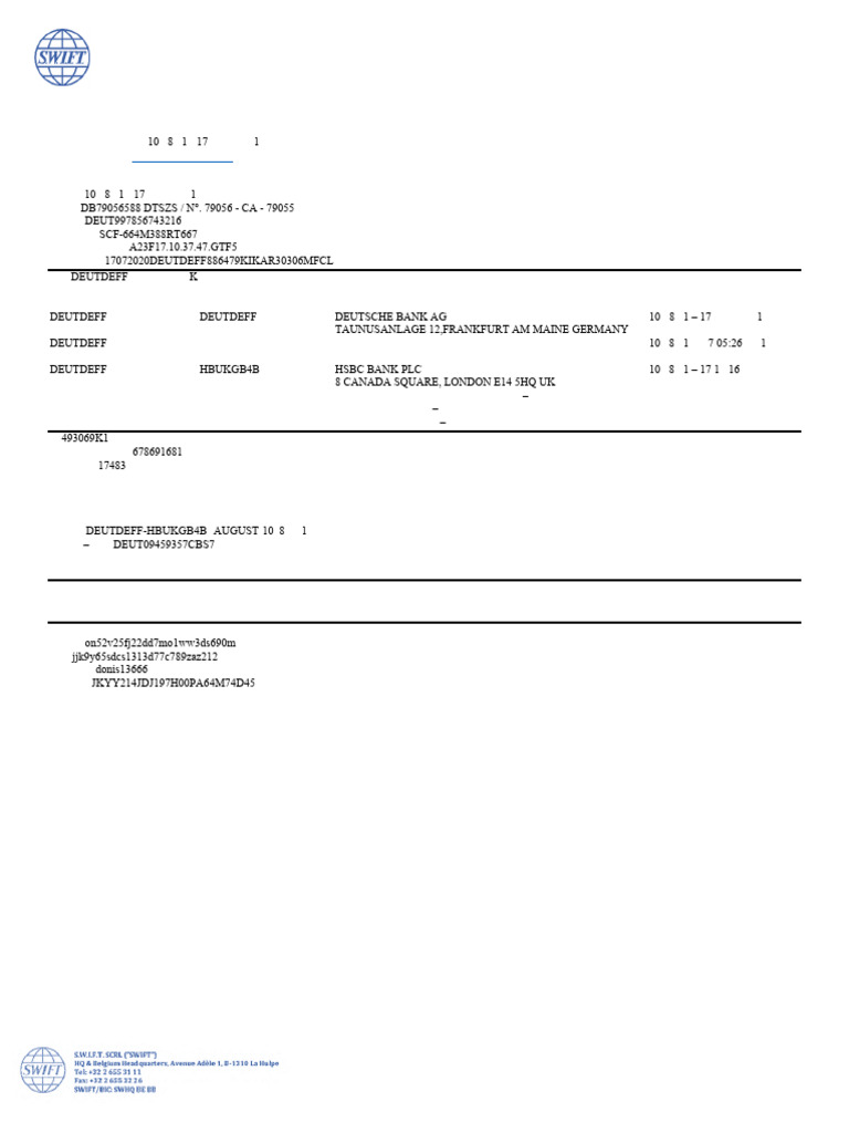 SWIFT UETR Delivery Report Summary | PDF