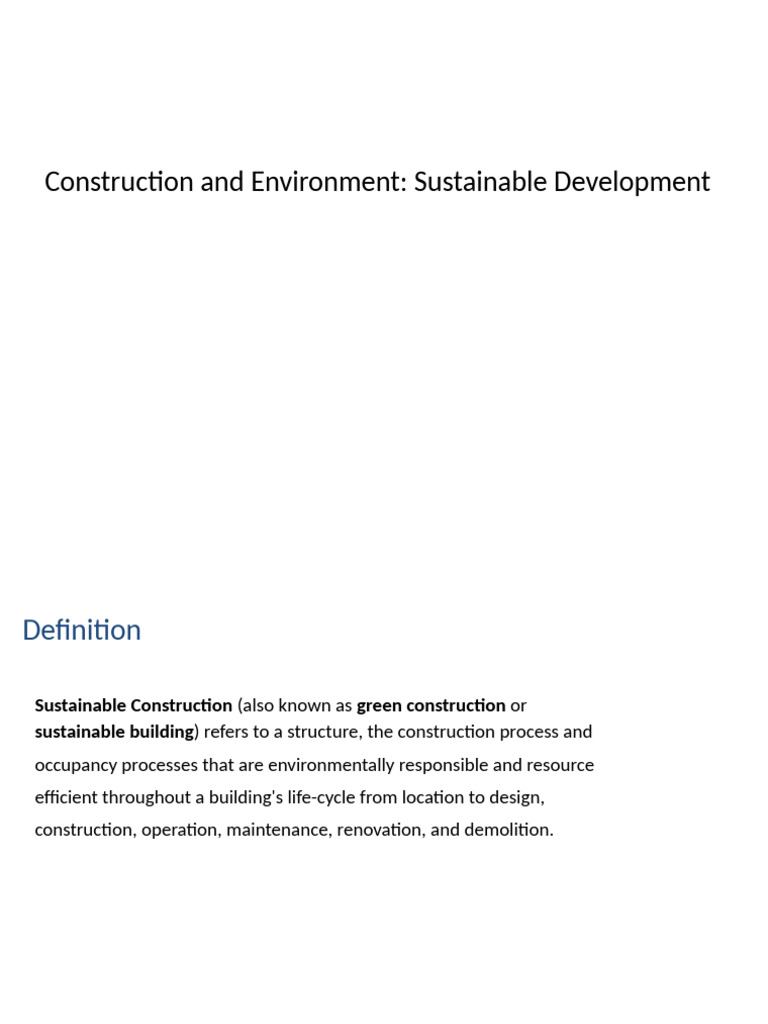Sustainable Construction and Environmental Impact | PDF | Green ...