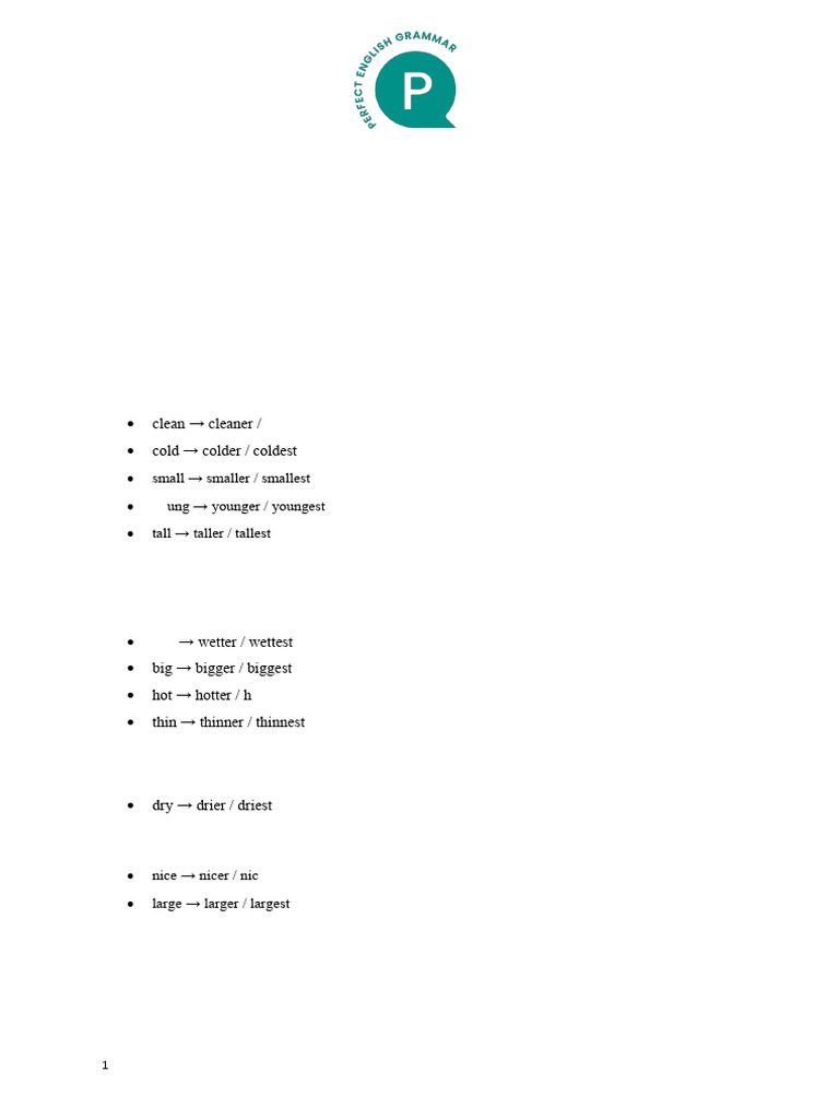 Comparative and Superlative Adjectives Guide | PDF | Linguistics ...