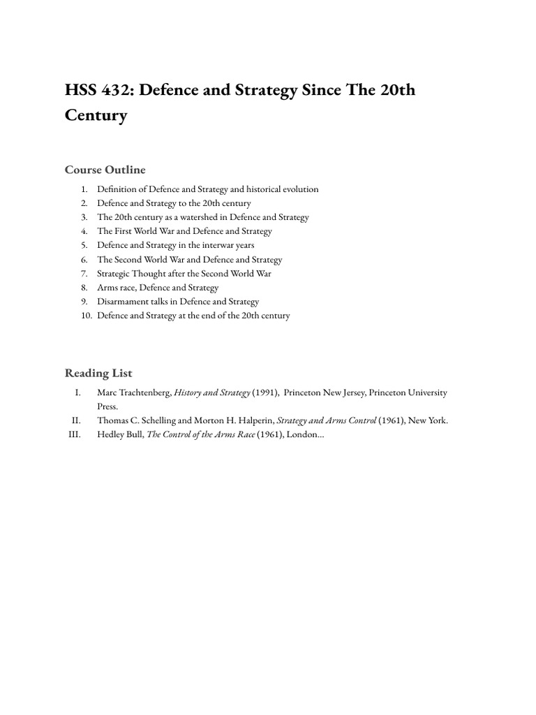 Defence and Strategy Since 20th Century | PDF