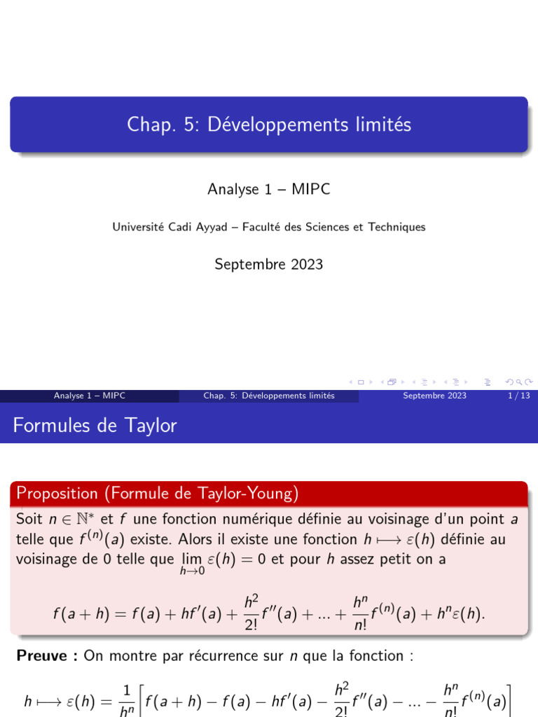 Développements Limités en Analyse Mathématique | PDF | Limite ...