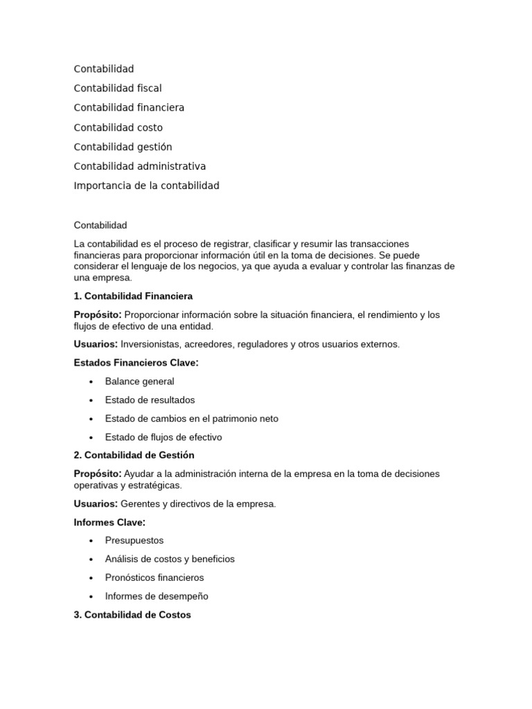 Tipos de Contabilidad y Su Importancia | PDF | Contabilidad ...