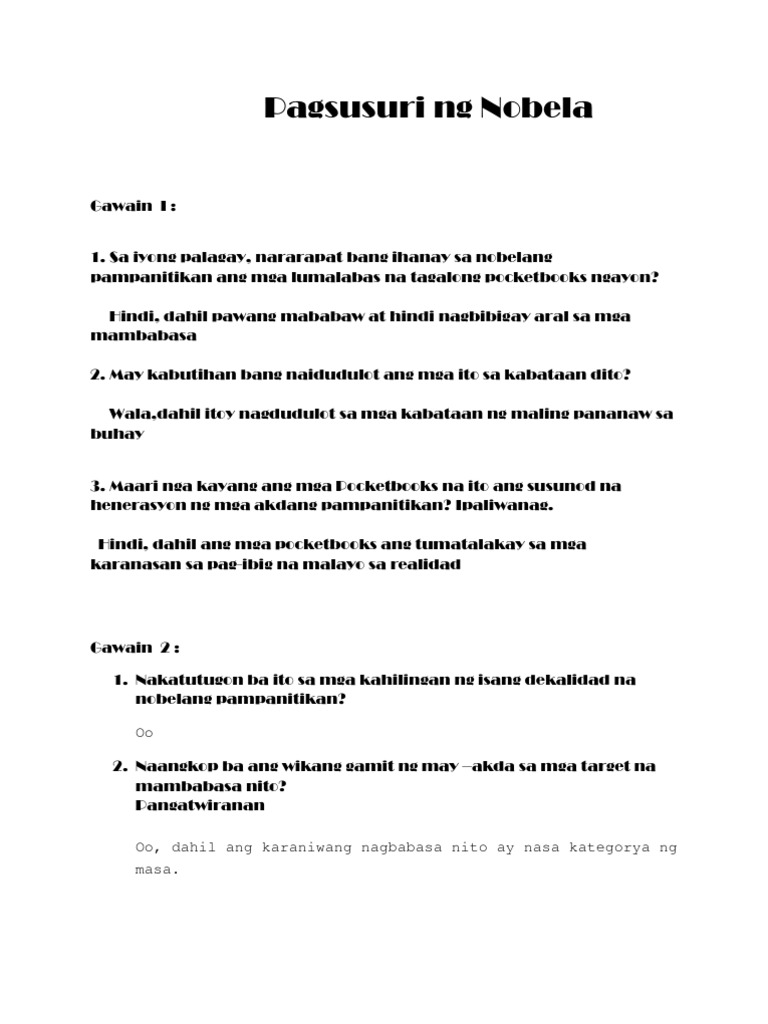 Pagsusuri NG Nobela | PDF