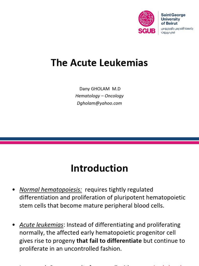 Overview of Acute Leukemias and AML | PDF | Leukemia | Haematopoiesis