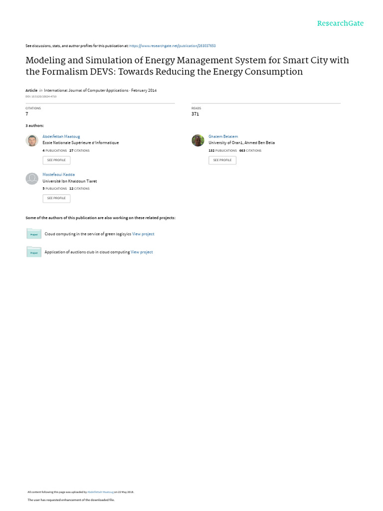 Energy Management in Smart Cities | PDF | System | Simulation