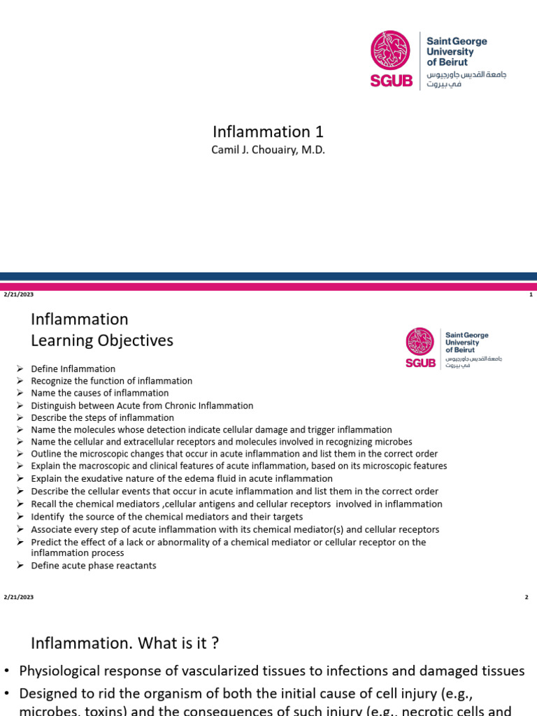 Inflammation 1 (Autosaved) | PDF | Inflammation | Lymphatic System