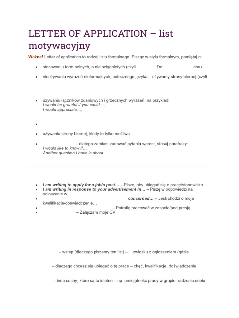 Letter of Application | PDF