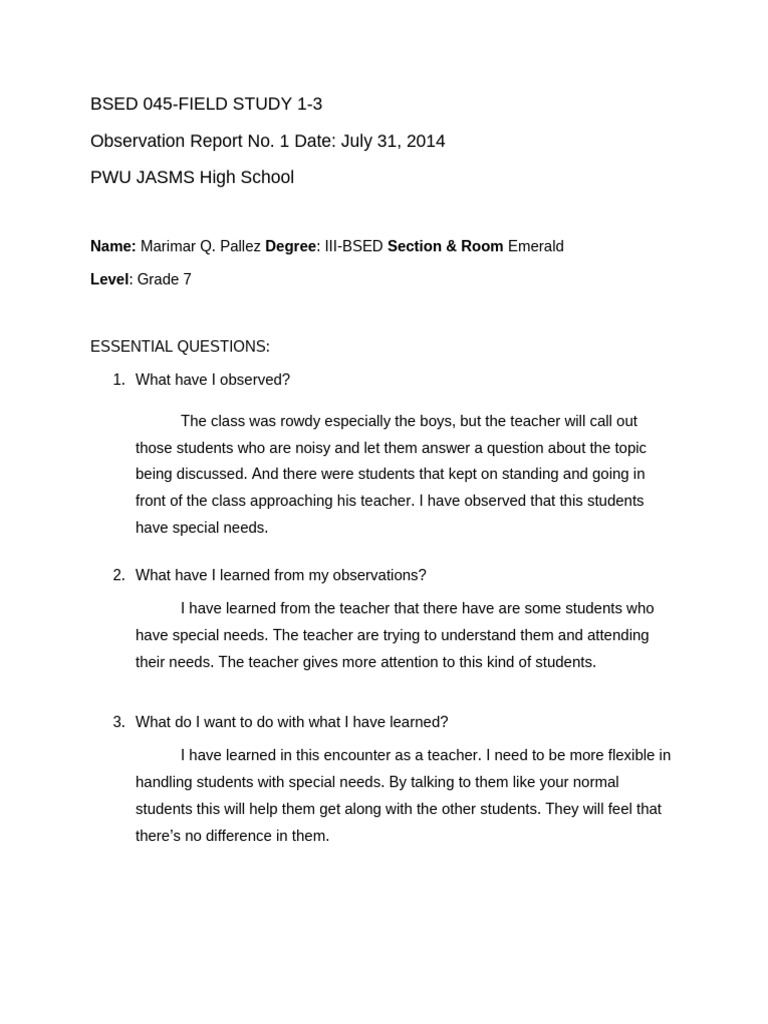 field-daily-report | PDF | Teachers | Communication