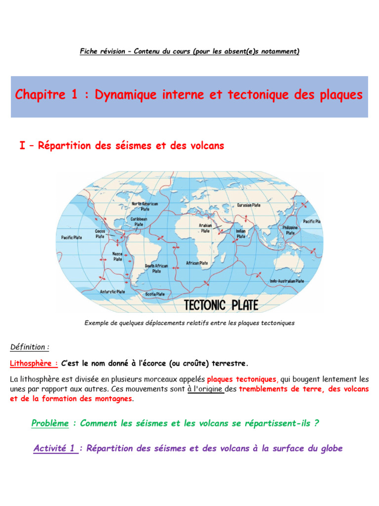 Tectonique des plaques et séismes | PDF | Tremblements de terre ...