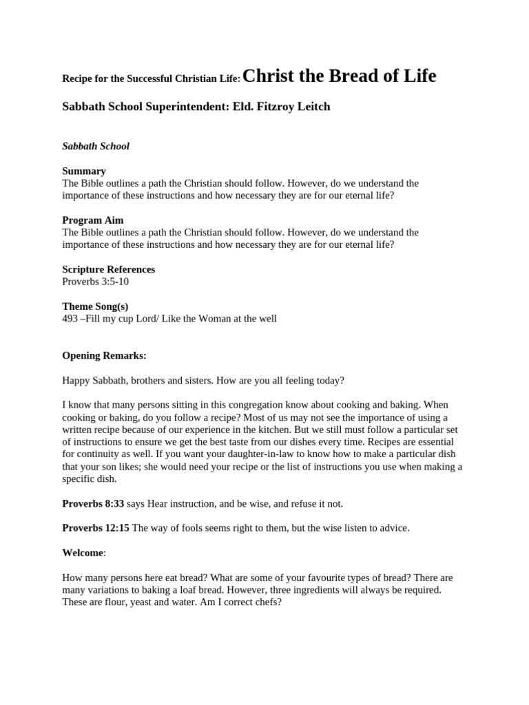 Recipe for a Successful Christian Life | PDF | Breads | Baking